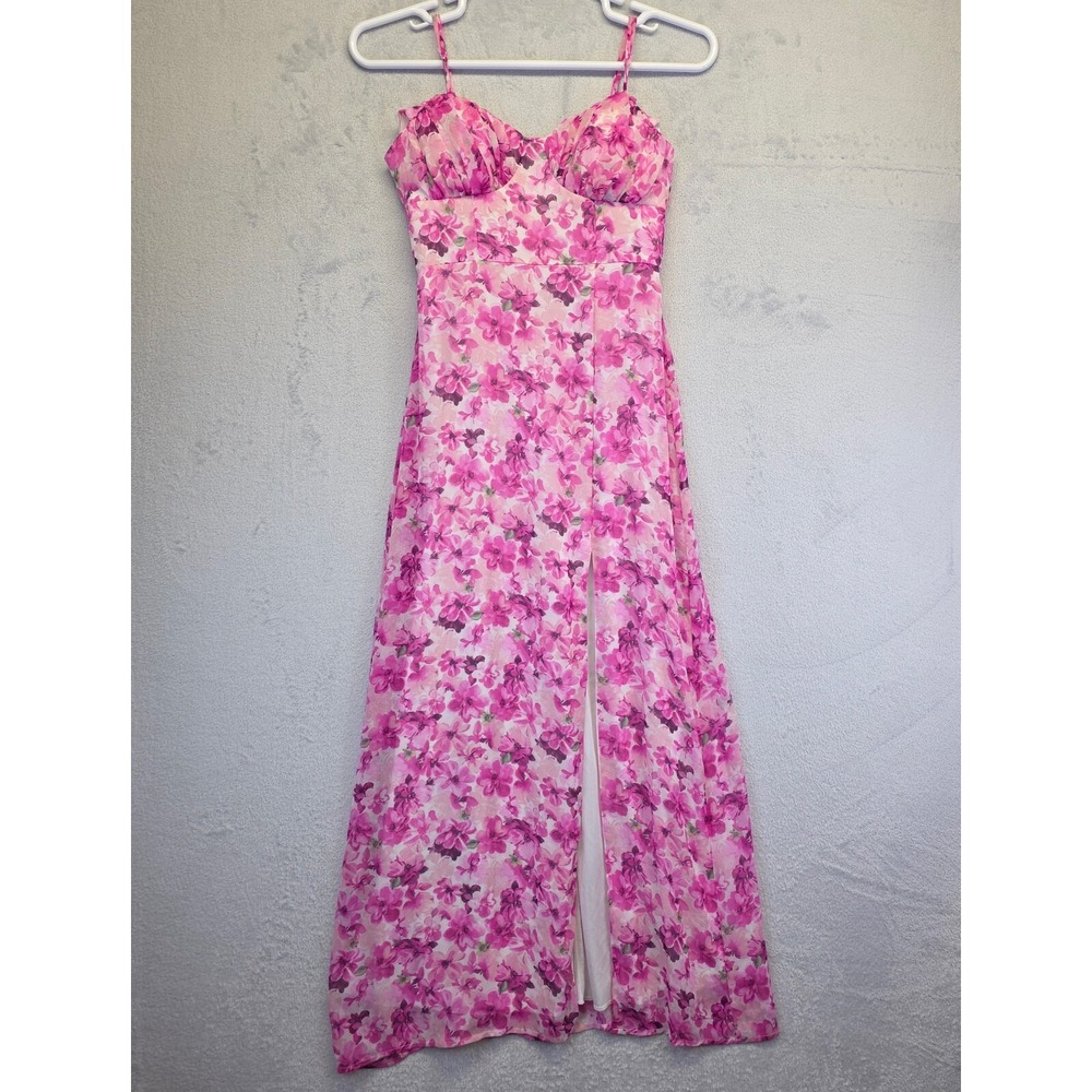 Crystal Doll Dress‎ Womens 9 Pink Floral Maxi Y2K Cottagecore HOCO Coquette - Picture 2 of 16